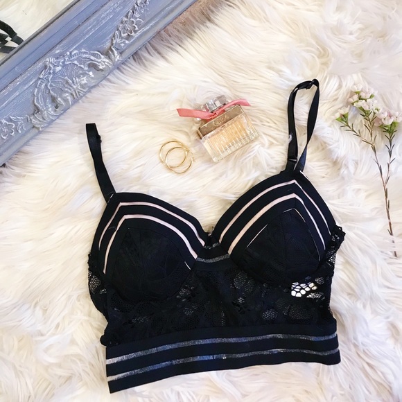 Dolls Kill Tops - Black mesh Black Lace Bralette S🌹